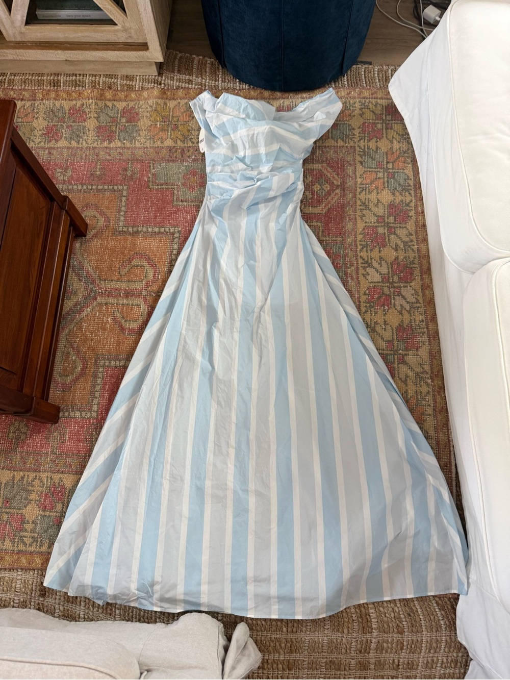 STAUD Draped Striped Maxi Dress